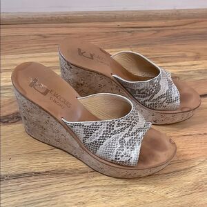 K.Jacques Black and White Snake Print Platform Wedges sz 40/9